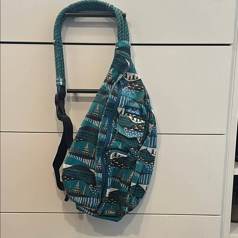 Kavu Teal and Black Patterned Sling Bag
